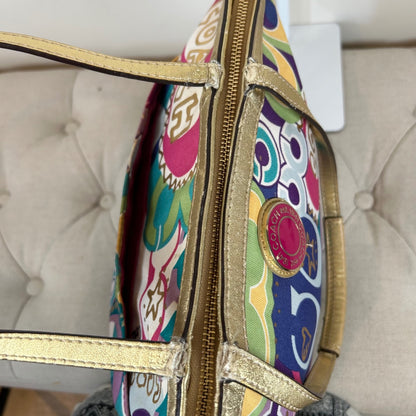 Coach Poppy Pink Graffiti Signature Tote Shoulder Bag M1205-F19434