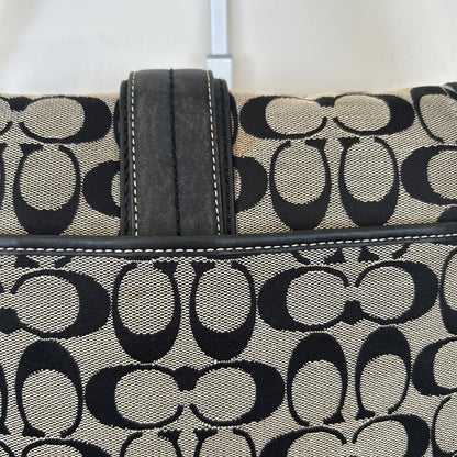 Coach Soho Black Signature Monogram Flap Shoulder Bag E0867-F12641