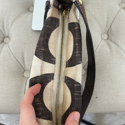 Rare Coach Beige & Brown Linen Carly Shoulder Bag A0773-10793