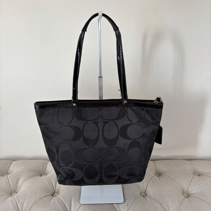 Coach Black Signature Monogram Purple Graffiti Tote Shoulder Bag H1176-F17587