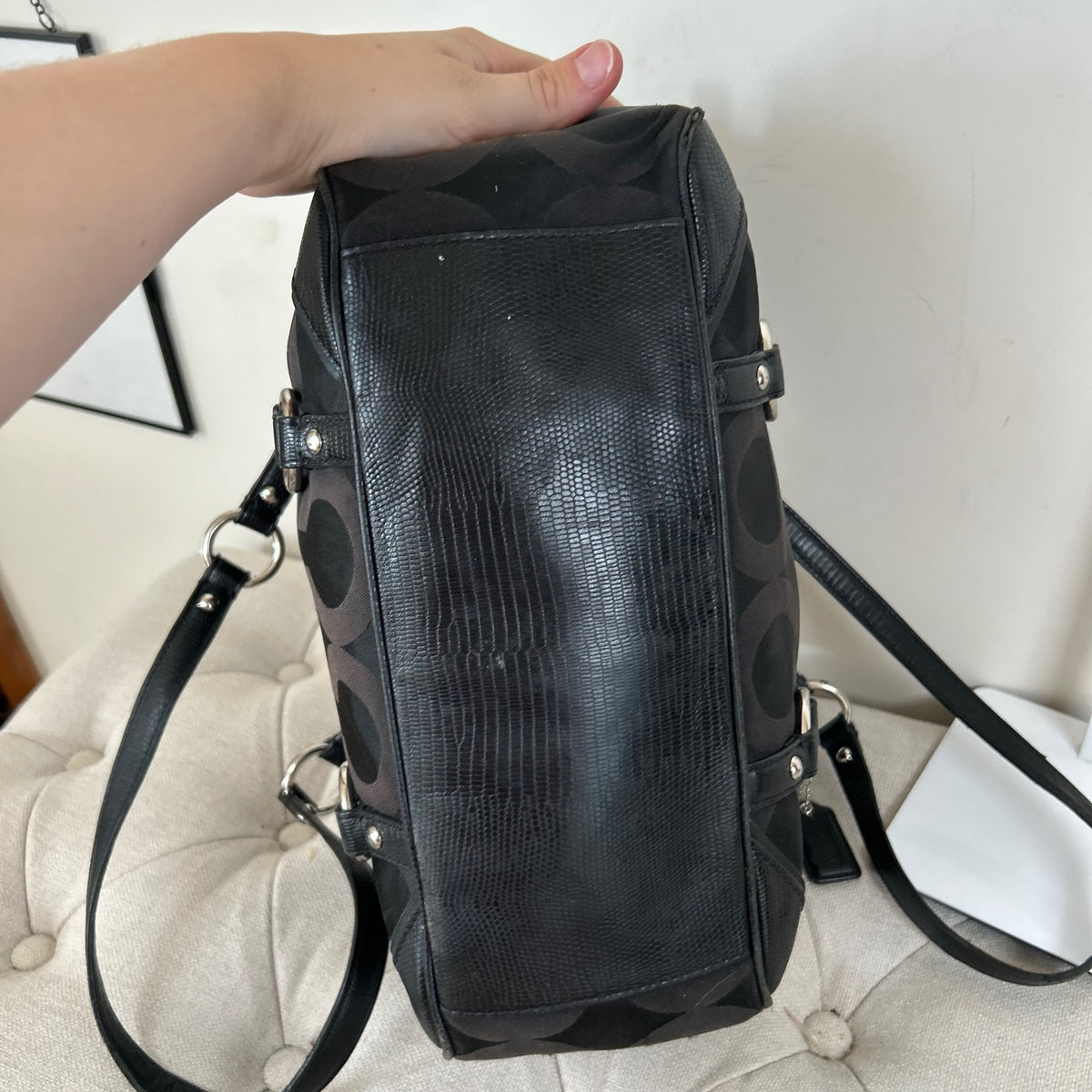Coach Black Monogram Turnlock Tote Shoulder Bag E1394-19404M
