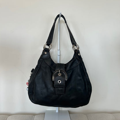 Coach Black Leather Hobo Buckle Front Shoulder Bag D1125-F17219
