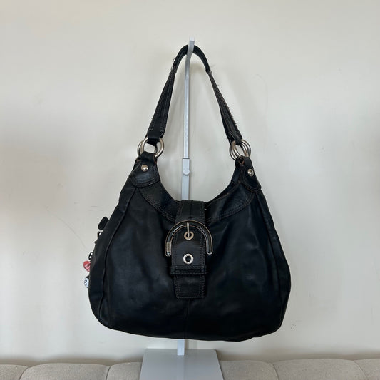 Coach Black Leather Hobo Buckle Front Shoulder Bag D1125-F17219