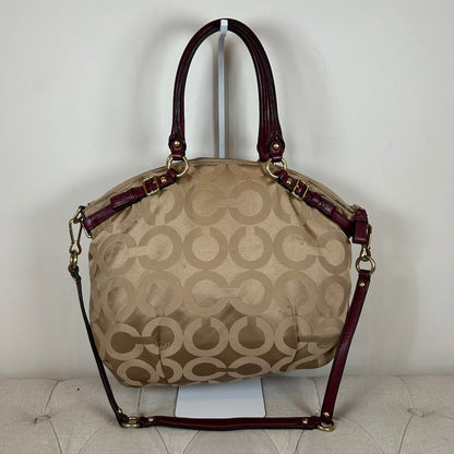 Coach Ashley Beige & Burgundy Large Convertible Shoulder Bag F1173-18648