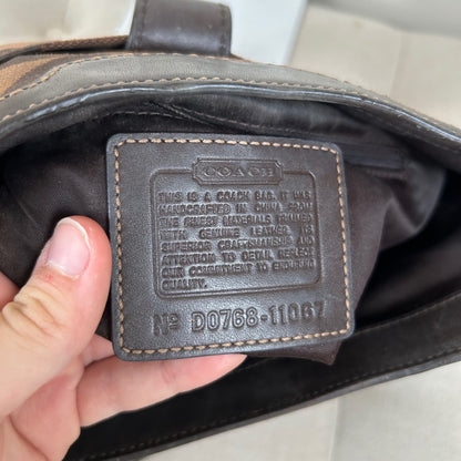 Coach Brown Clip Front Signature Monogram Shoulder Bag D0768-11067