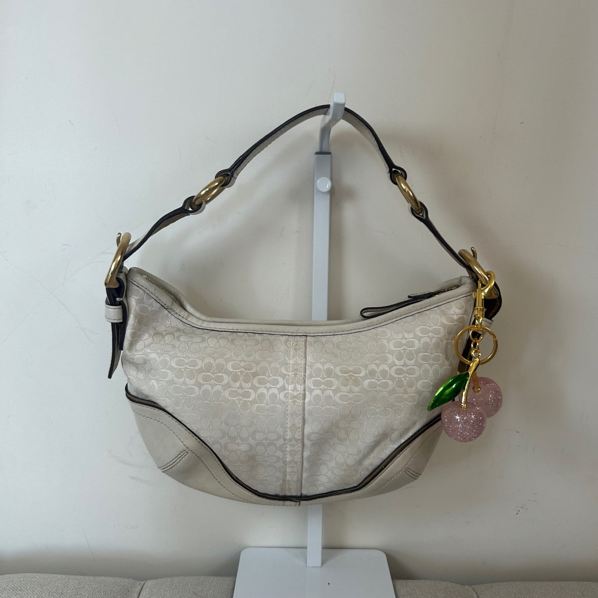 Coach White Monogram Hobo Shoulder Bag H04J-1455