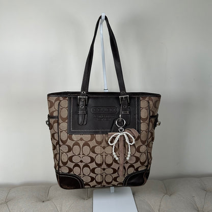 Coach Brown Signature Monogram Hampton Shoulder Bag B0860-F10659