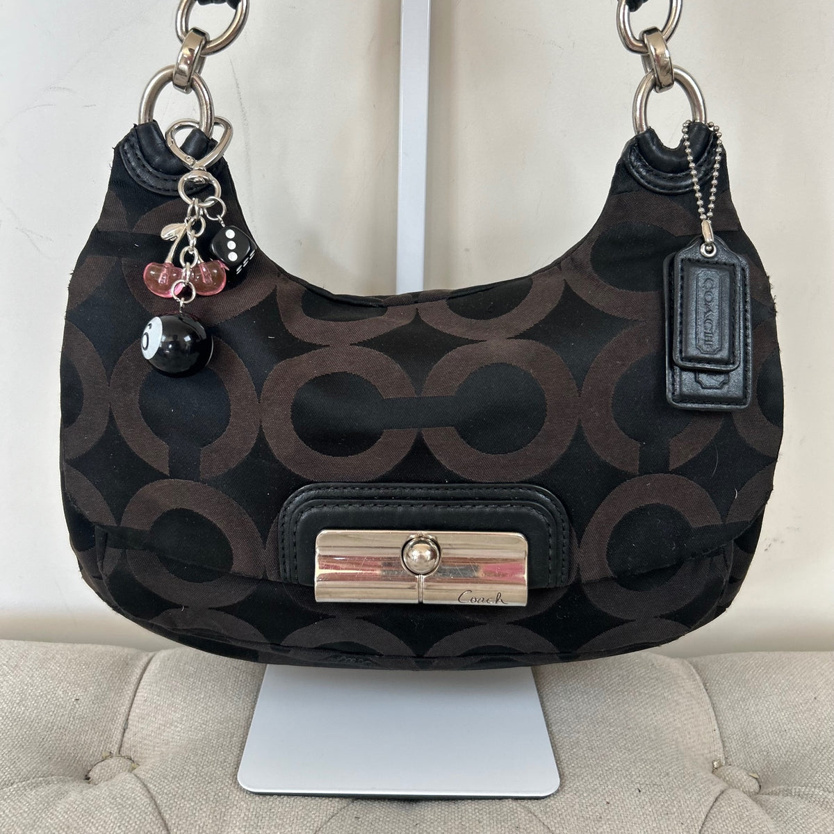 Coach Black Monogram Mini Shoulder Bag M1076-16953