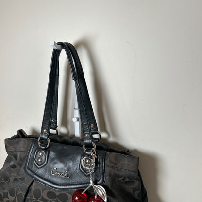 Coach Ashley Black OP Monogram 3 Compartment Tote Shoulder Bag J1281-F19244