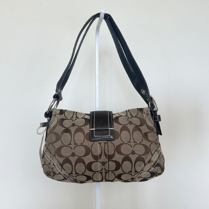 Coach Soho Brown Signature Monogram Shoulder Bag Handbag Purse A0773-10602