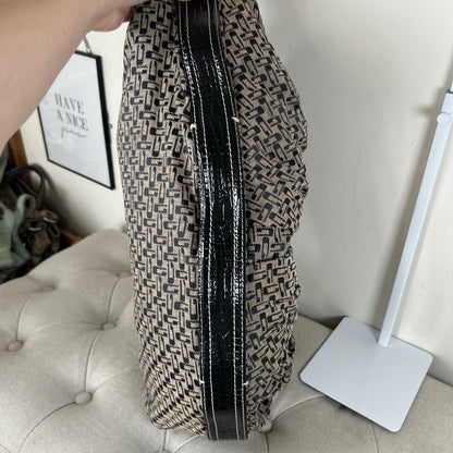 Vintage Y2K Guess Large Black Monogram Handbag Silver G