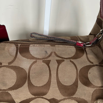 Coach Brown Signature Monogram Red Stripe Shoulder Bag H1176-F17434