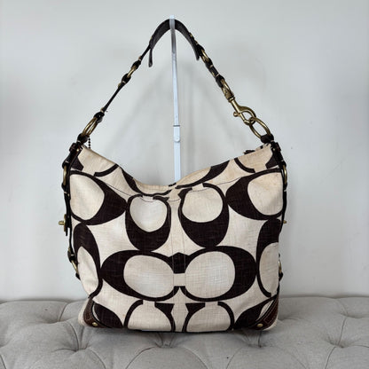 Coach Carly Beige Linen Large Shoulder Bag A0773-10795