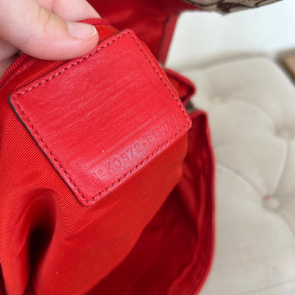 Coach Brown Monogram Turnlock Red Stripe Shoulder Bag K0872-F13070