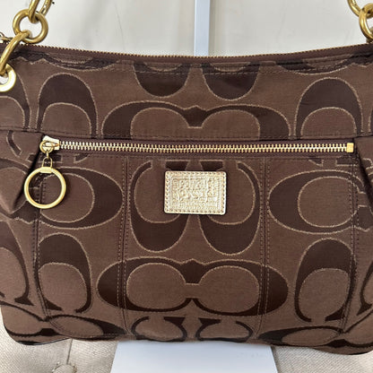 Coach Chocolate Brown Poppy Monogram Shoulder Bag G1168-18135