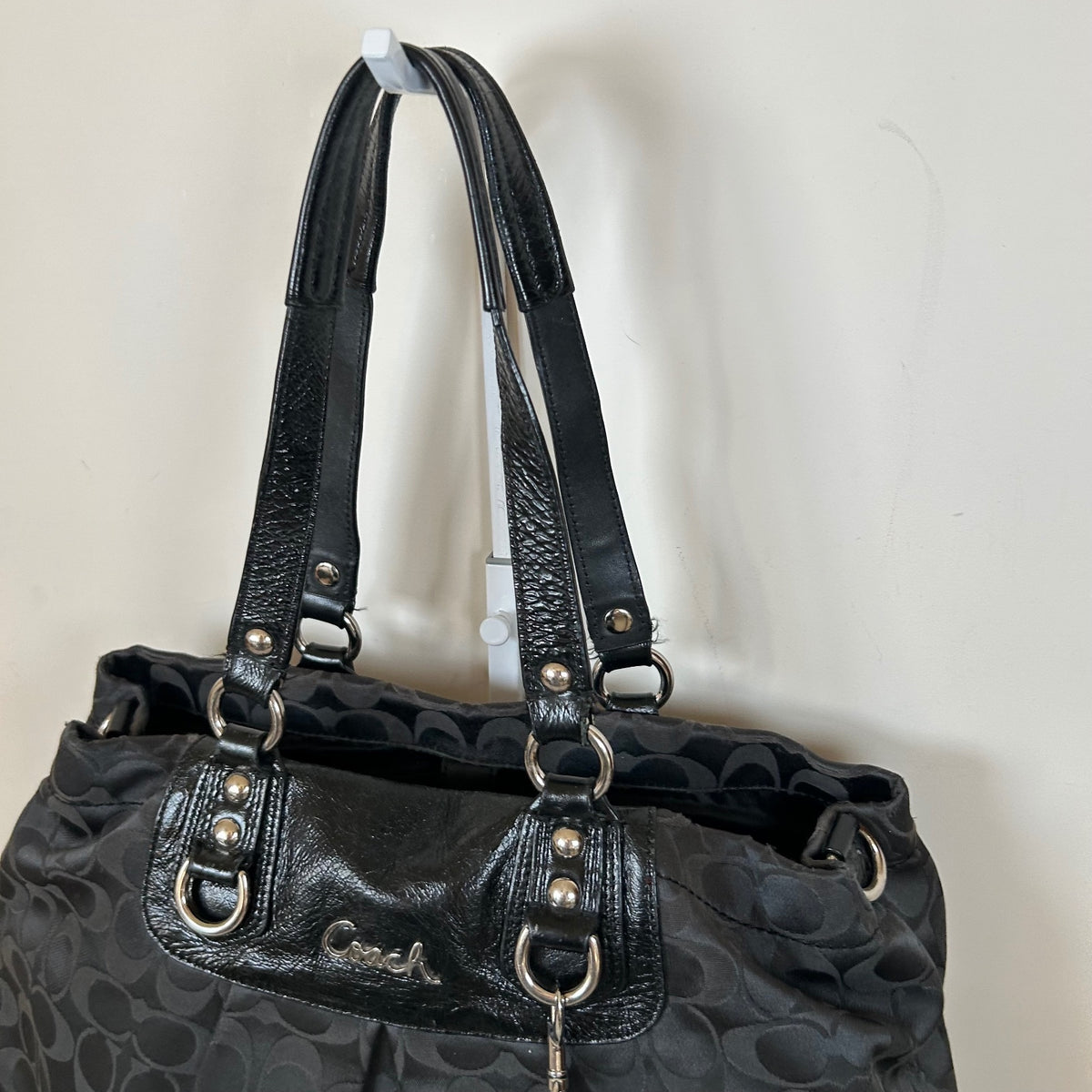 Coach Ashley Black Monogram 3 Compartment Shoulder Bag D1259-F15510