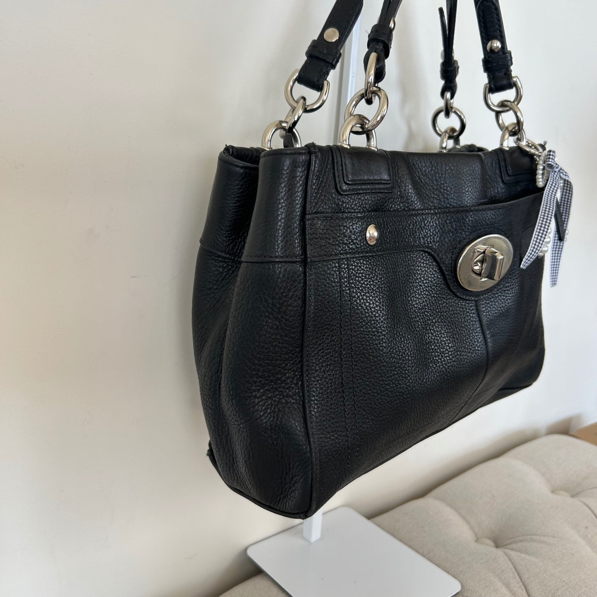 Coach Penelope Black Pebbled Leather Shoulder Bag F1172-F16531