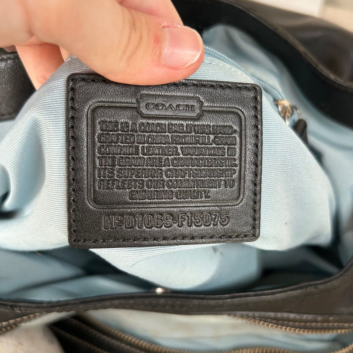 Coach Black Leather 3 Compartment Shoulder Bag Silver Buckle D1069-F15075