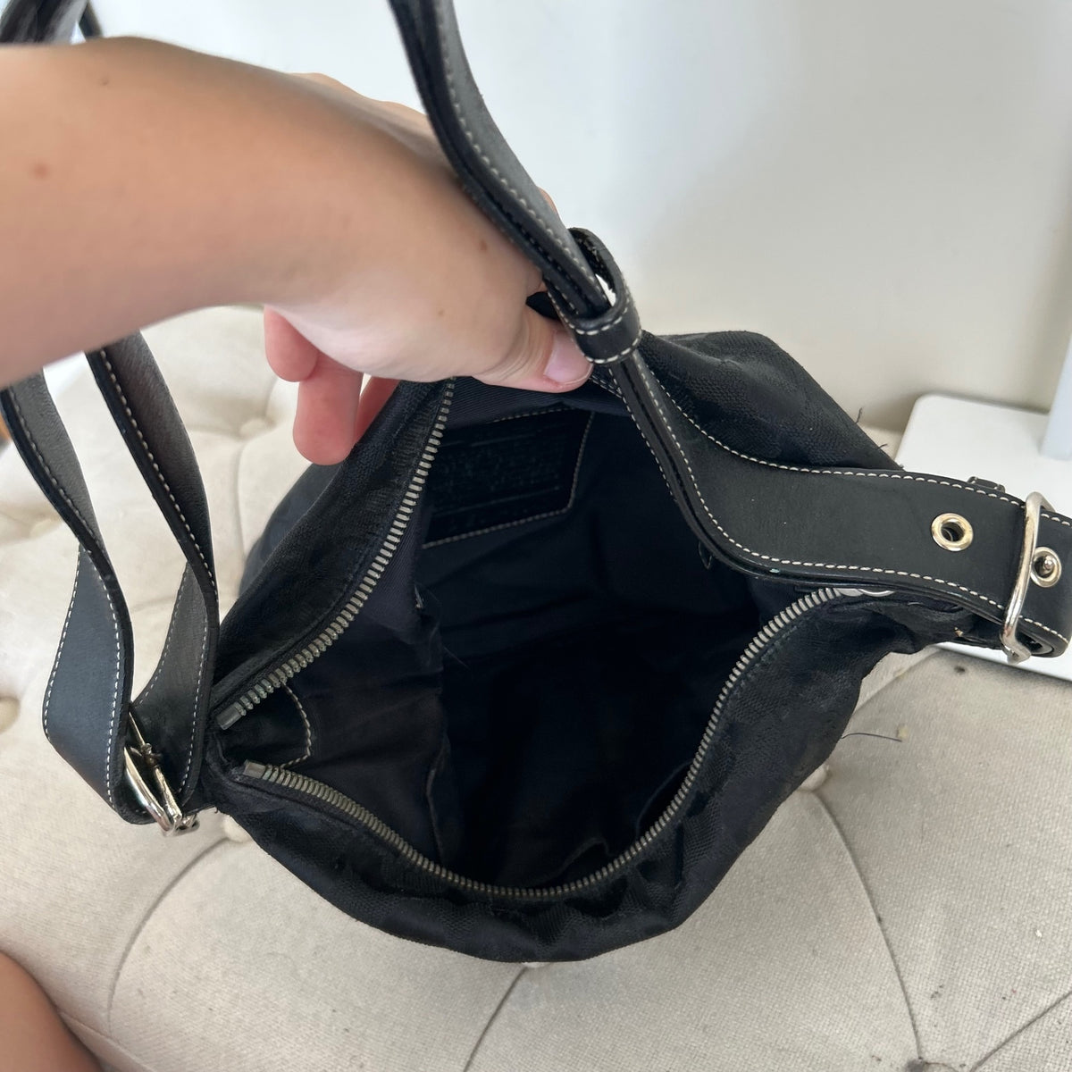 Coach Black Monogram Convertible Shoulder Bag J2K-6347