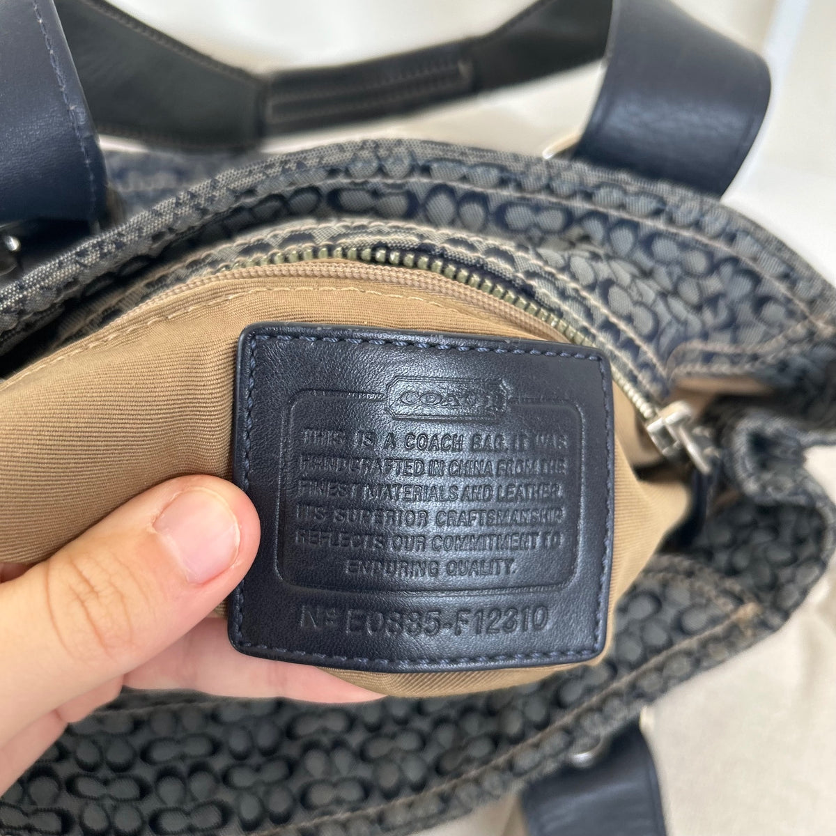 Coach Blue Monogram Tote Shoulder Bag E0885-F12310