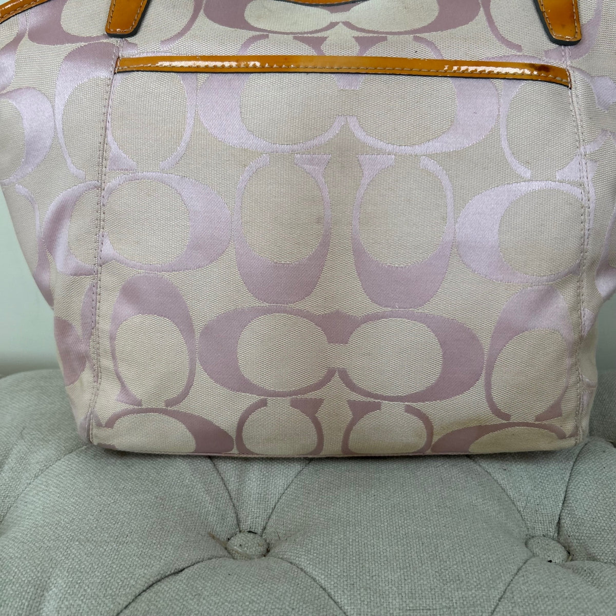 Coach Pink Monogram Turnlock Tote Shoulder Bag B1067-F14659