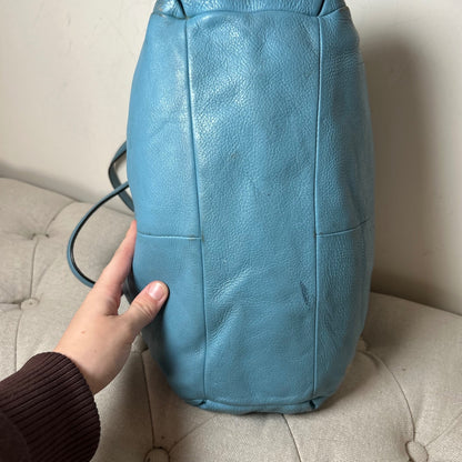 Coach Baby Blue Leather 3 Compartment Shoulder Bag Handbag Purse