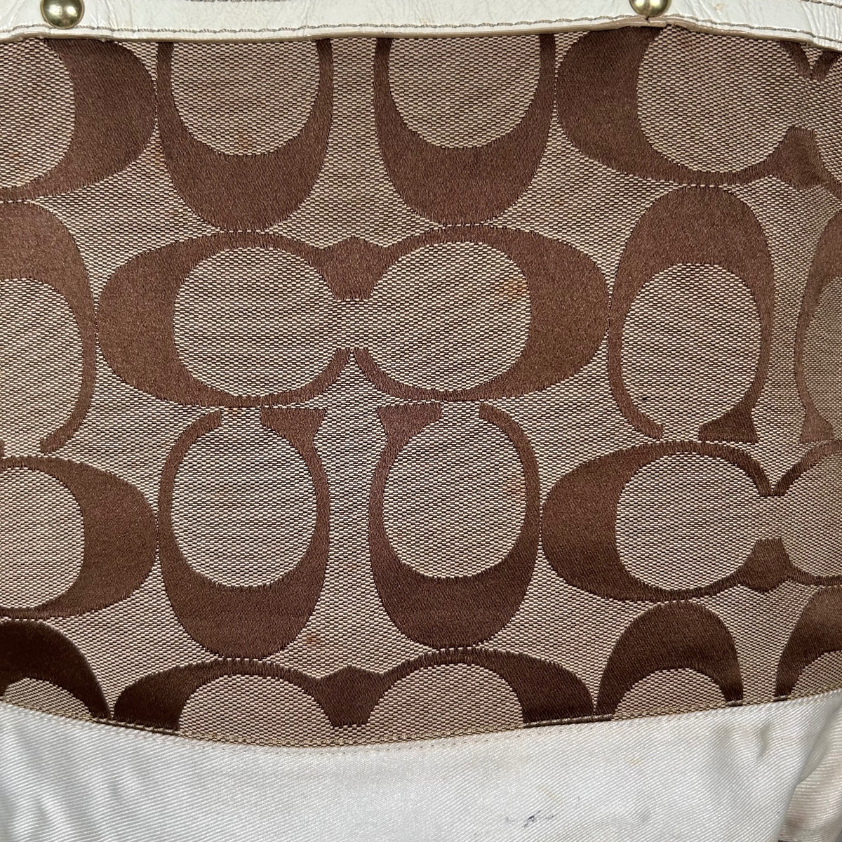Coach Beige Signature Stripe Canvas Tote Shoulder Bag J0668-10125