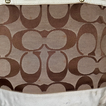 Coach Beige Signature Stripe Canvas Tote Shoulder Bag J0668-10125