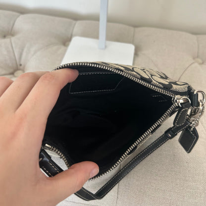 Coach Demi Black Signature Monogram Shoulder Bag Handbag C35-6094