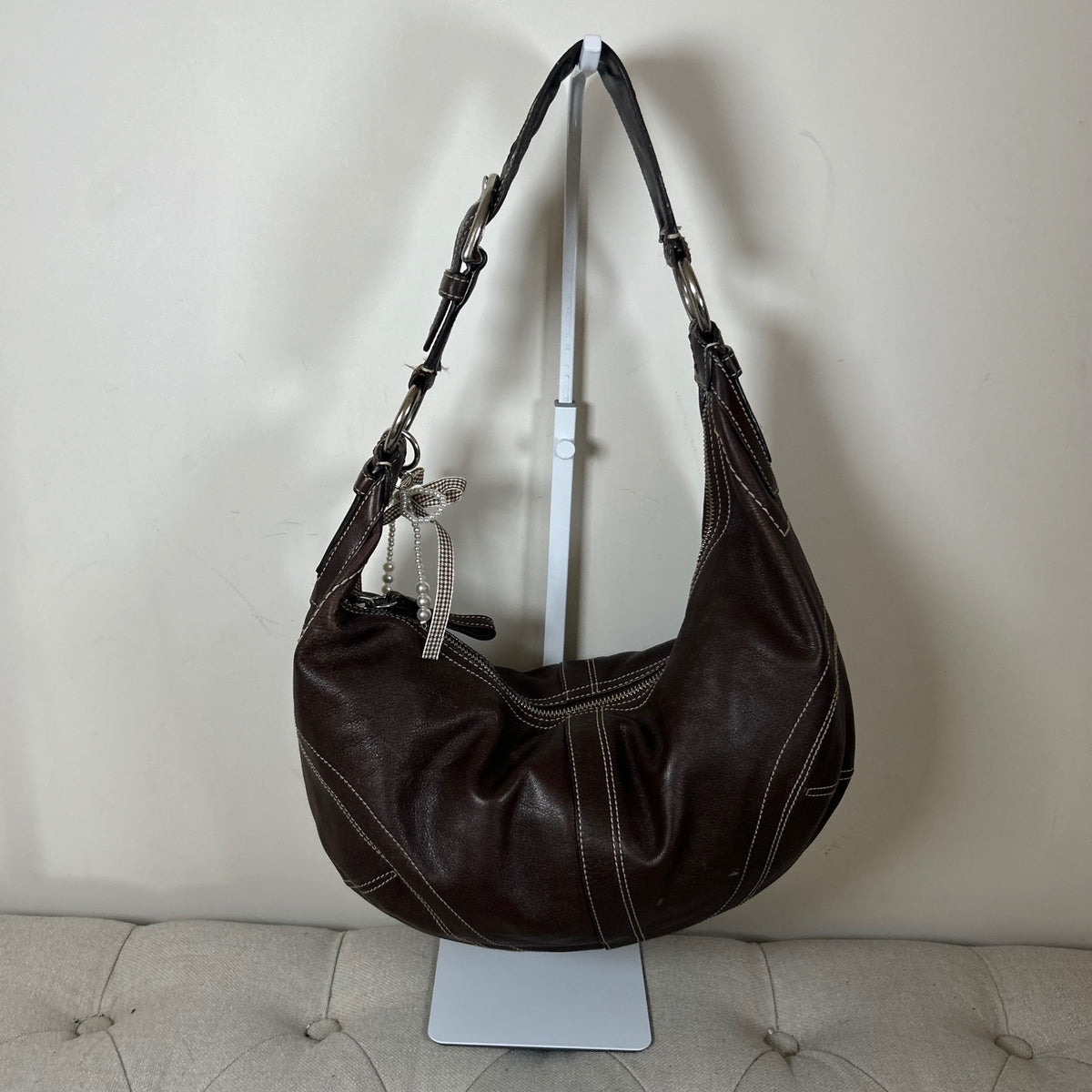 HiCoach Large Brown Leather Hobo Bag H0669-10032