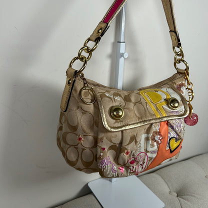 Coach Poppy Graffiti Beige Shoulder Bag L0973-15040