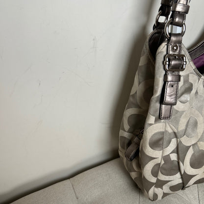 Coach Grey Signature Monogram 3 Compartment Shoulder Bag D1182-17689