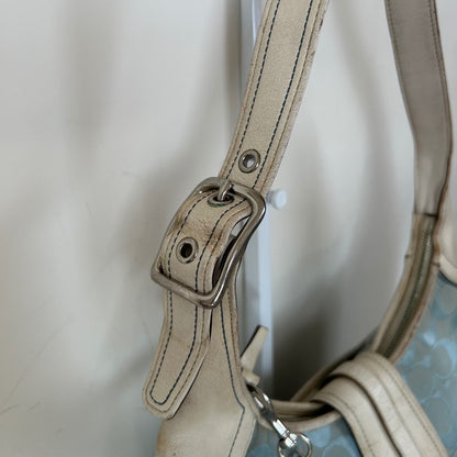 Coach Blue Monogram Hampton Buckle Shoulder Bag J05K-3612
