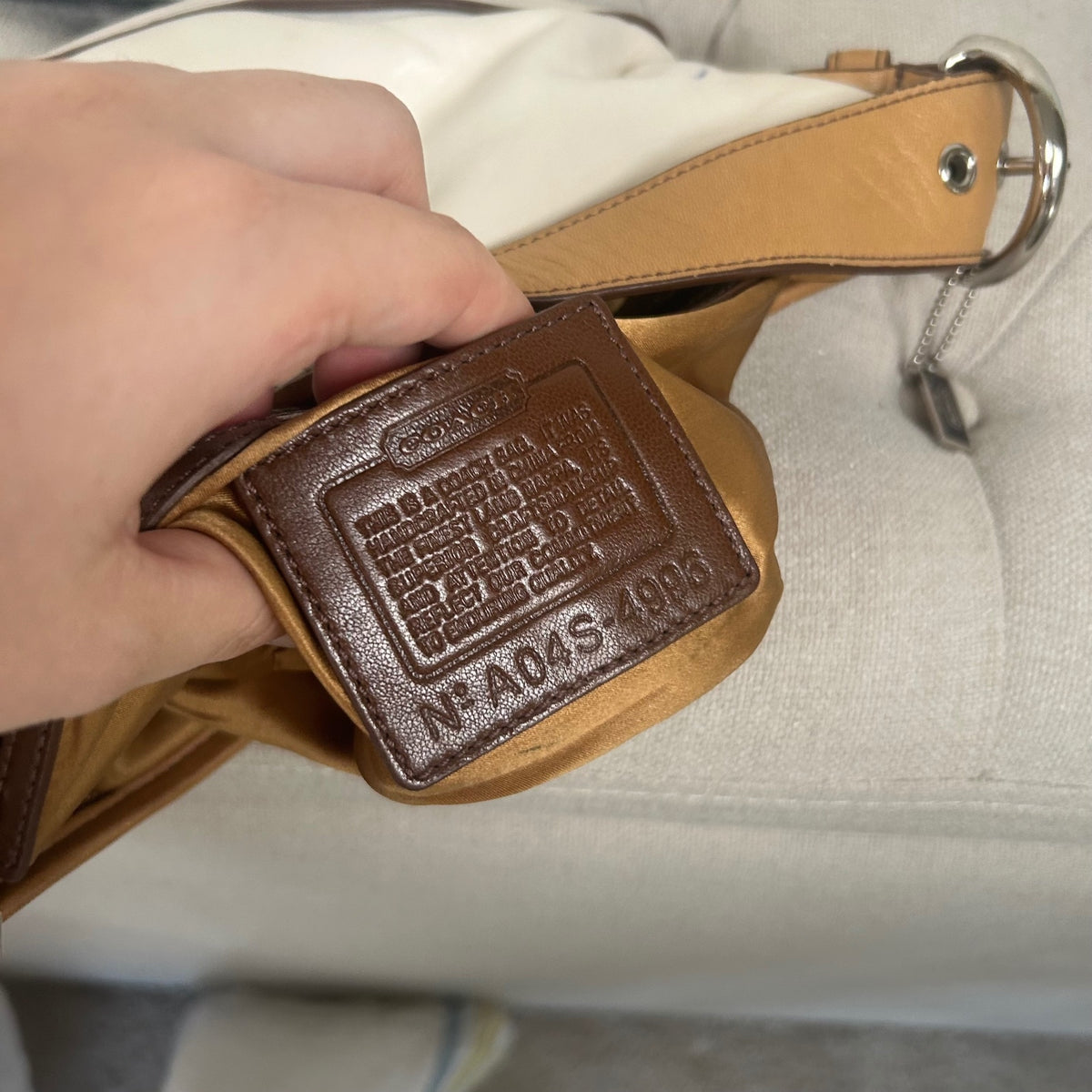 Coach White Leather Signature Mini Hobo Shoulder Bag A04S-4996