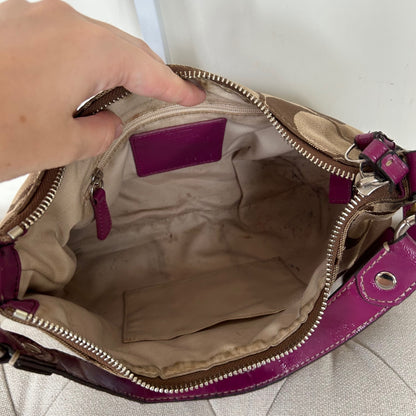 Coach Brown Signature Monogram Pink Stripe Mini Shoulder Bag Y2K B1305-F19218