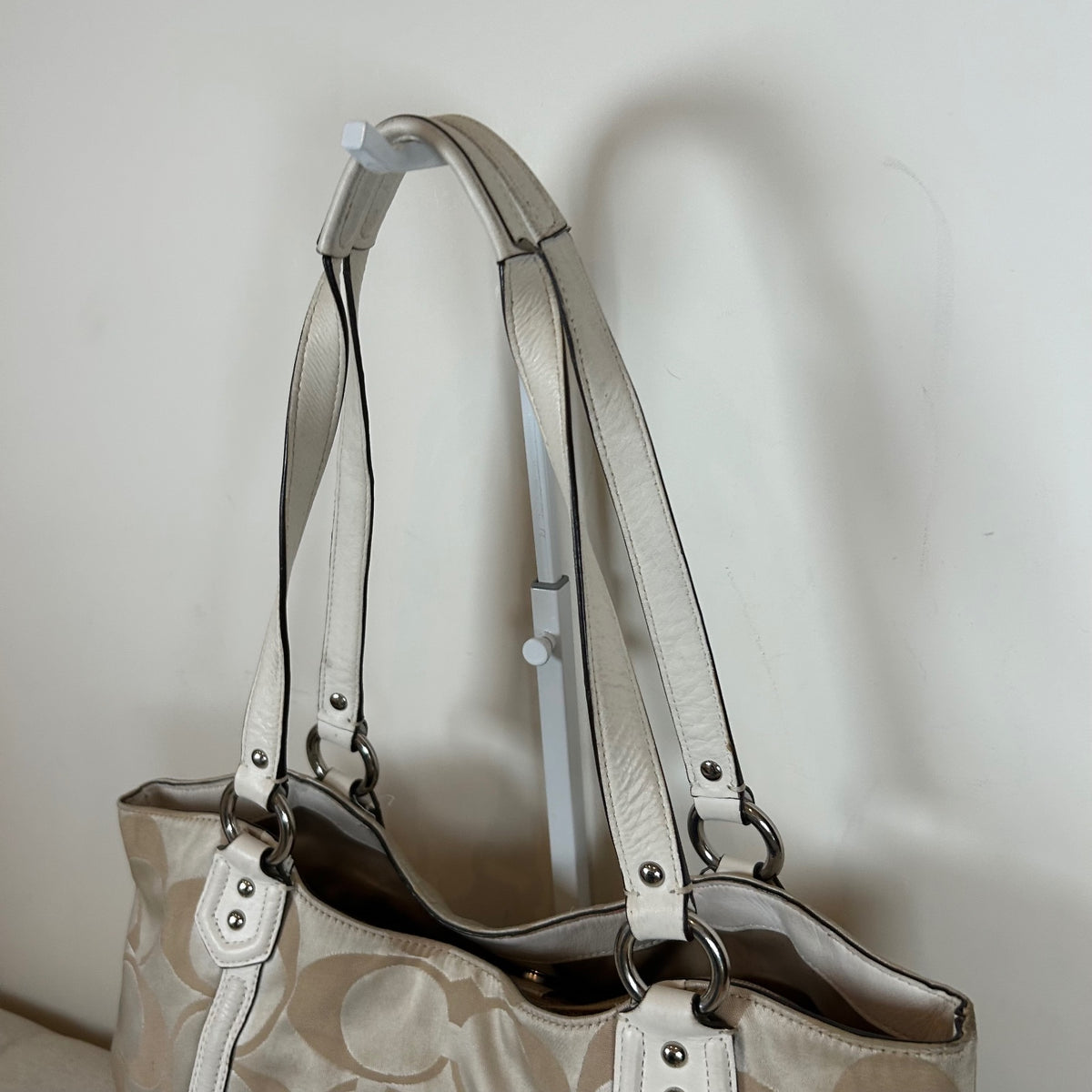 Coach Soho Large Beige Sateen Tote Shoulder Bag M1382-F25294