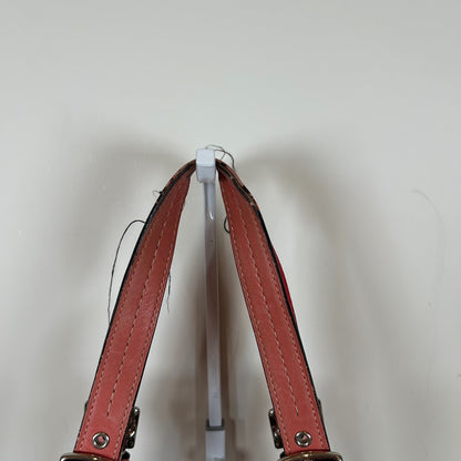 Coach Brown Signature Monogram Tote Shoulder Bag Coral Leather Trim K0849-F13077