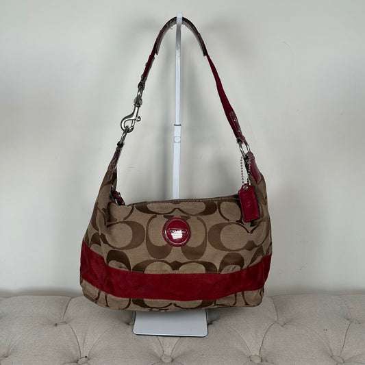Coach Brown Signature Monogram Red Stripe Shoulder Bag H1176-F17434