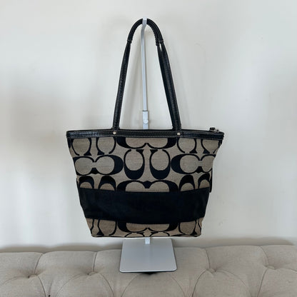Coach Black Monogram Tote Shoulder Bag C1094-F13548