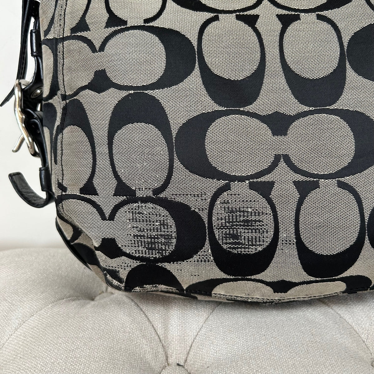 Coach Large Black Monogram Zoe Shoulder Bag K0982-F12674