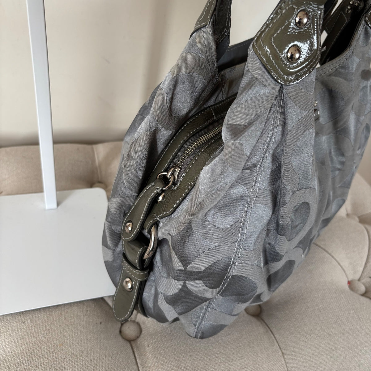 Coach Grey Monogram 3 Compartment Shoulder Bag D1073-14305