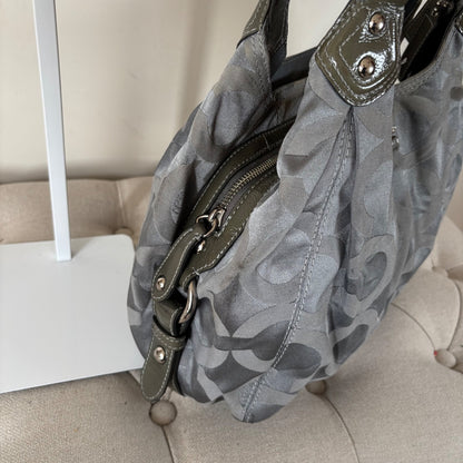 Coach Grey Monogram 3 Compartment Shoulder Bag D1073-14305
