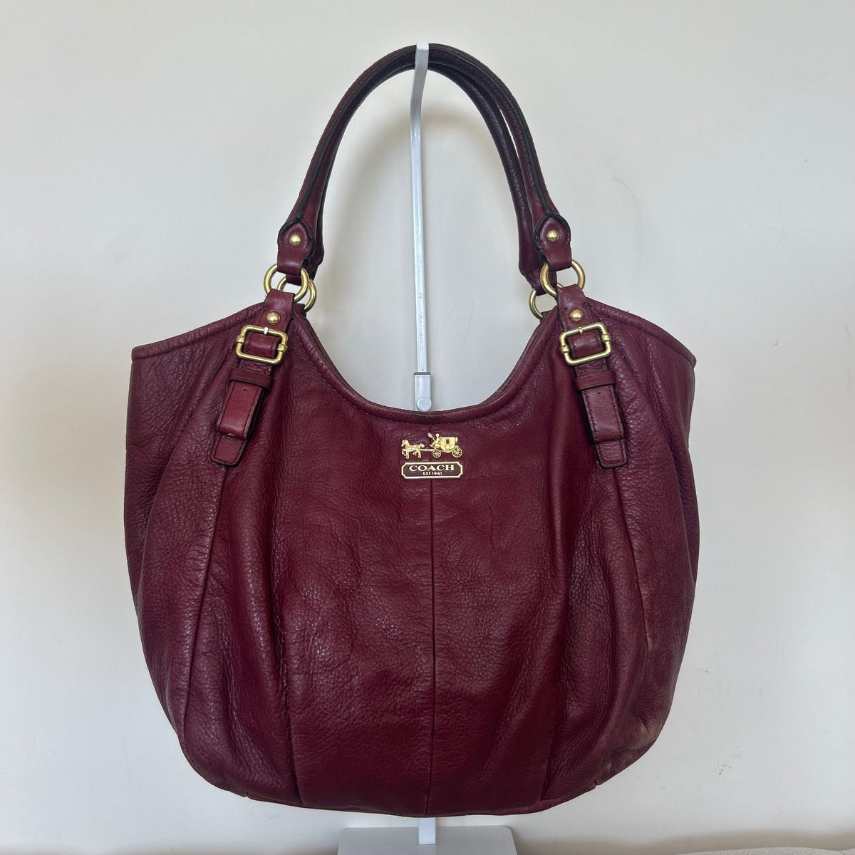Coach Madison Maggie Burgundy Red Leather Shoulder Bag F1173-18612