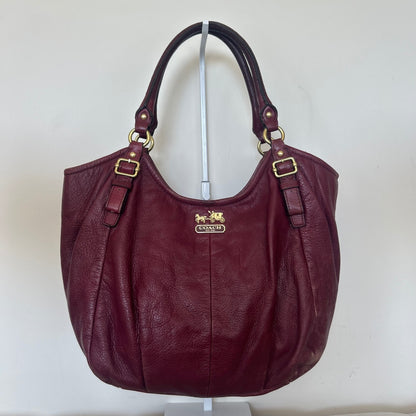 Coach Madison Maggie Burgundy Red Leather Shoulder Bag F1173-18612