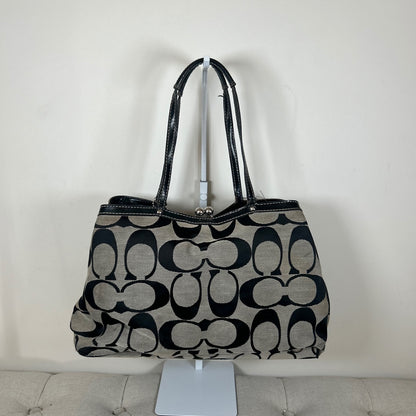 Coach Black Monogram Kisslock Middle 3 Compartment Shoulder Bag F1273-F19190