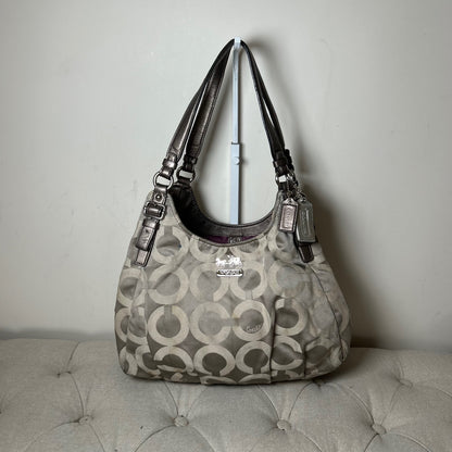 Coach Grey Signature Monogram 3 Compartment Shoulder Bag D1182-17689