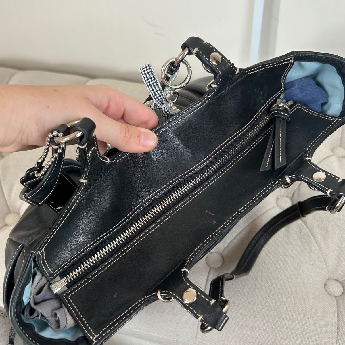 Coach Black Leather East-West Shoulder Bag J1082-F16565