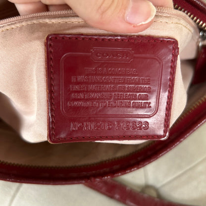 Coach Brown Patent Leather Red Detail One Strap Shoulder Bag H1276-F19823