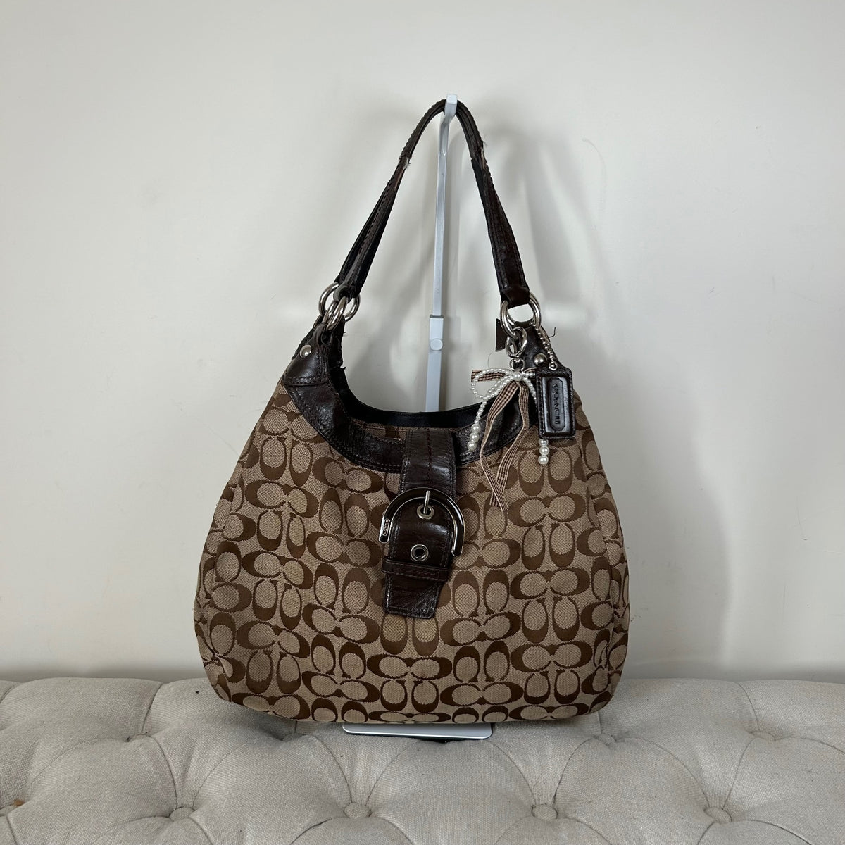 Coach Maggie Brown Signature Monogram Large Shoulder Bag E1193-F17403