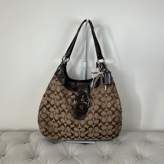 Coach Maggie Brown Signature Monogram Large Shoulder Bag E1193-F17403